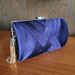 Purple Clutch with Gold Tassel, Fashion Bag, Unbranded